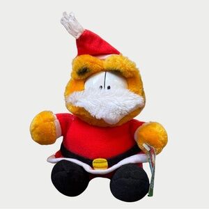 Vintage Garfield Christmas Plush with Santa Claus Outfit